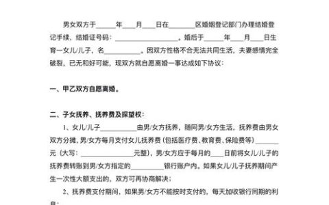 离婚协议书免费模板与实用指南