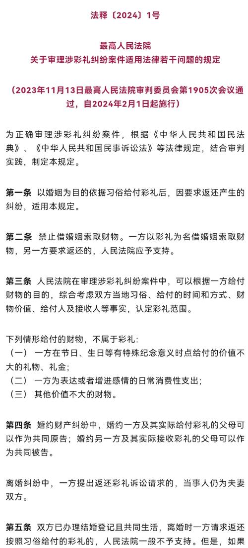 彩礼退还的最新法律规定与实操指南